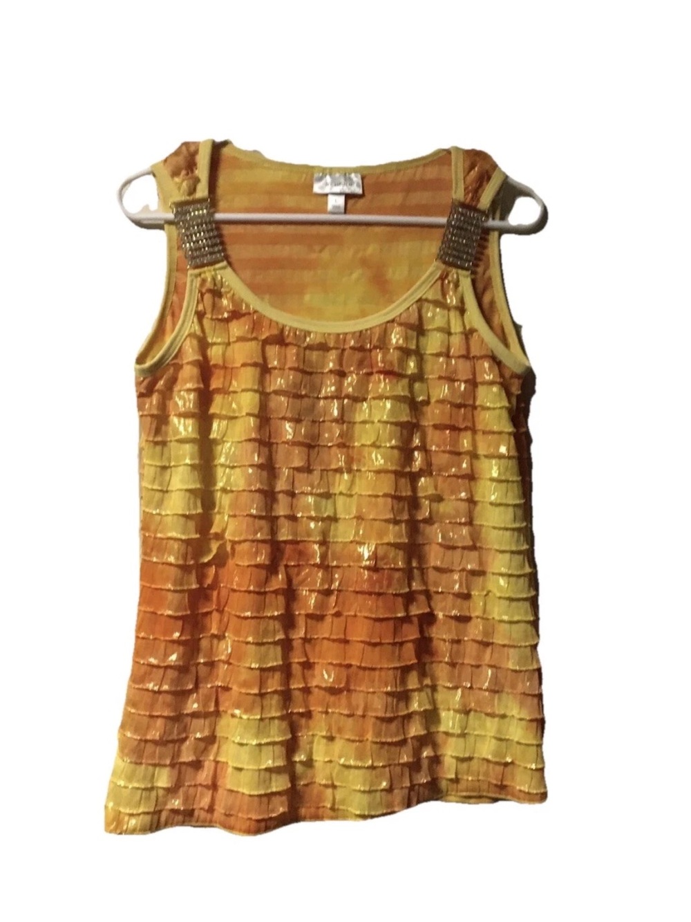 Dressbarn ~ Women’s ~ Top ~  Large ~ Blouse ~ Sleeveless~ Rhinestones